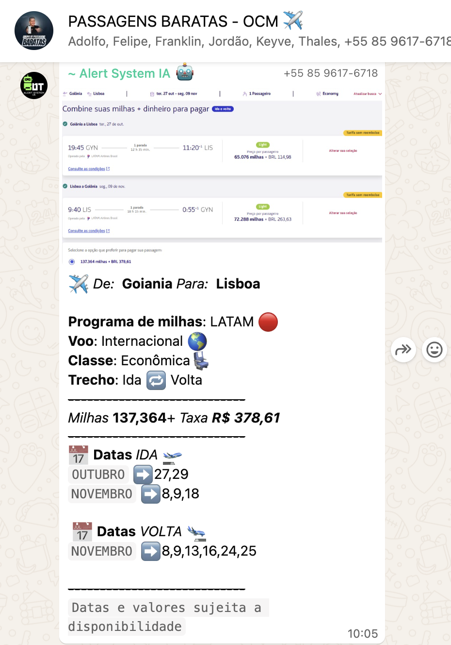 Print 3 do grupo de alertas de passagens