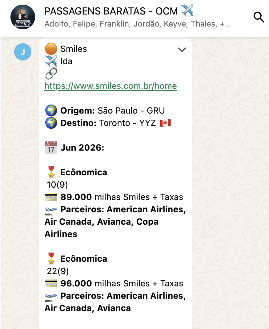 Print 9 do grupo de alertas de passagens